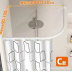Curved Shower Curtain Rod No Drilling Adjustable L Shape - White